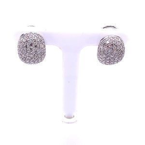 18K Solid White Gold Pave Diamond Earrings (3.08 CTW)